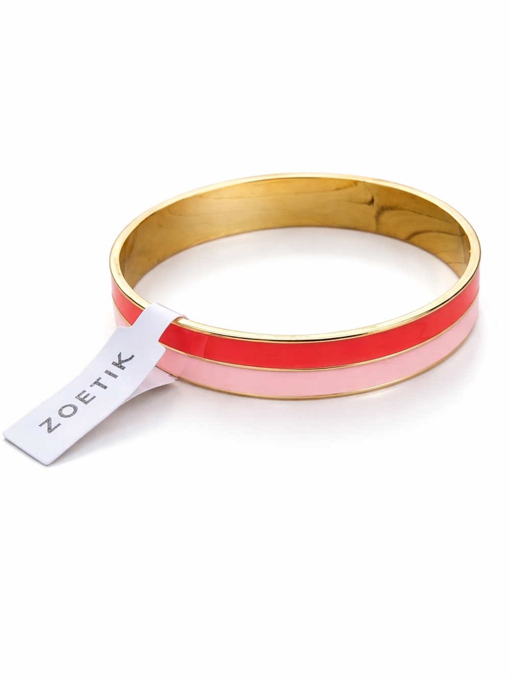 Zoetik Two-Tone Coral & Light Pink Enamel Bangle Bracelet